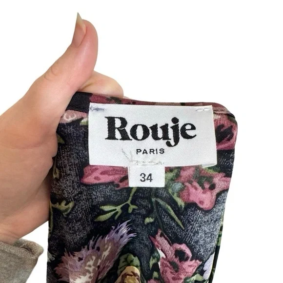 Rouje Paris 2 pc Set: Sade Wrap Top & Caro Skirt in Jardin D'Atomne Noir 34/US2 - Picture 12 of 16